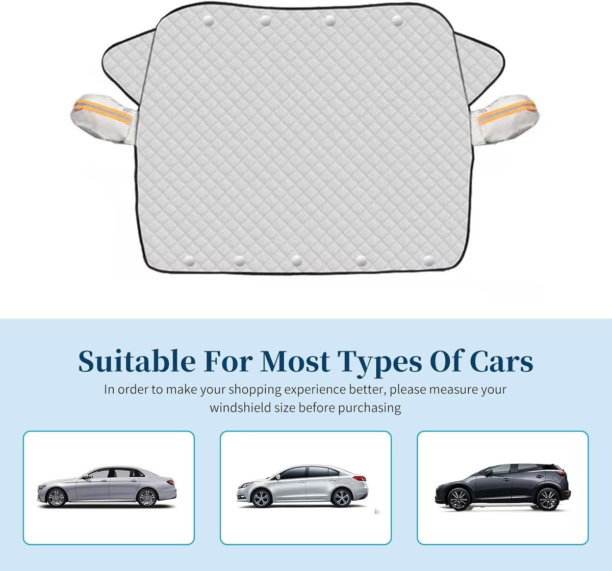 Car Windshield Snow/Sun Cover Aluminum Foil Multi Layers Thickened Magnetic Wipers Protection for Most Sedan Truck Van SUV