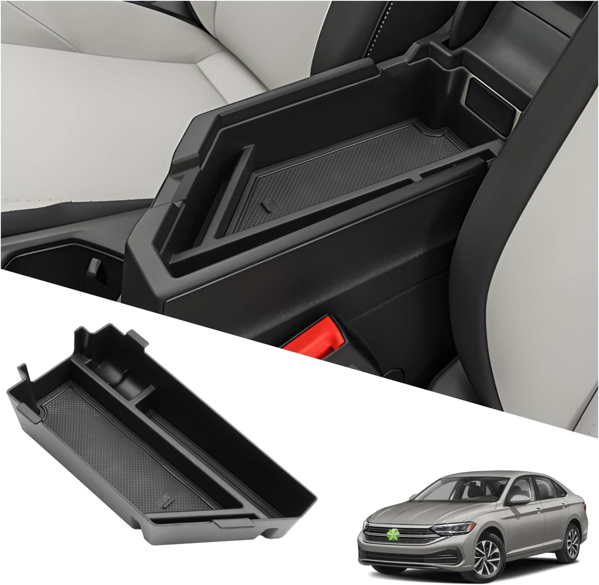 Ruiya 2026 Jetta Center Console Organizer for VW Jetta 2026 Accessories ABS Material Armrest Glove Tray Compatible with 2020-2026 VW Volkswagen Jetta