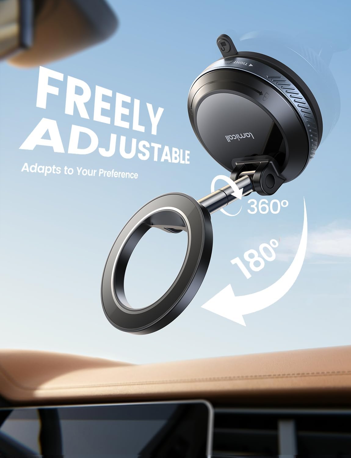 Lamicall Car Phone Holder for Magsafe Dashboard Windshield Nano Gel Vacuum