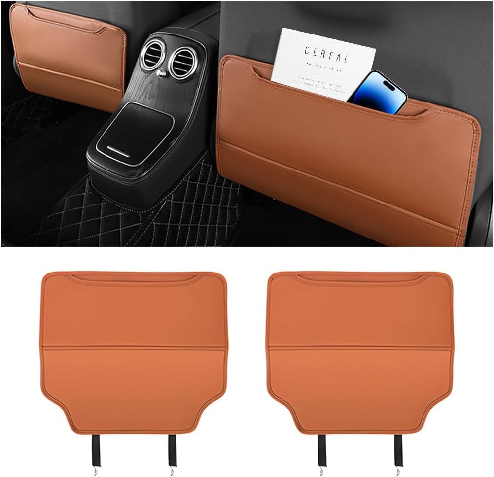 Zpana 2PCS Car Kick Mat Back Seat Protector, Microfiber Leather Vehicle Back Seat Cover with Storage Pocket, Automotive Backseat Anti-Kick Pad for Kids Pets, Universal for Truck SUV RV (Black)