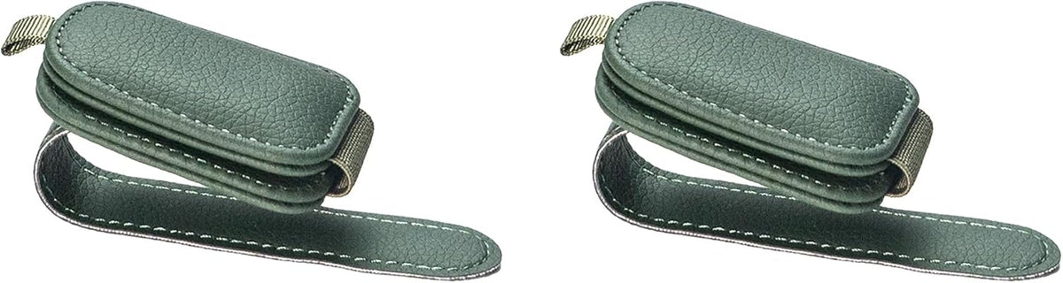 Yuoyar Magnetic Leather Sunglasses Holder for Car, 2 Packs (Green)