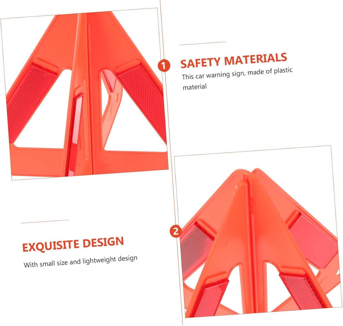 2 Pack Plastic Triangle Reflective Road Safety Warning Sign for Car