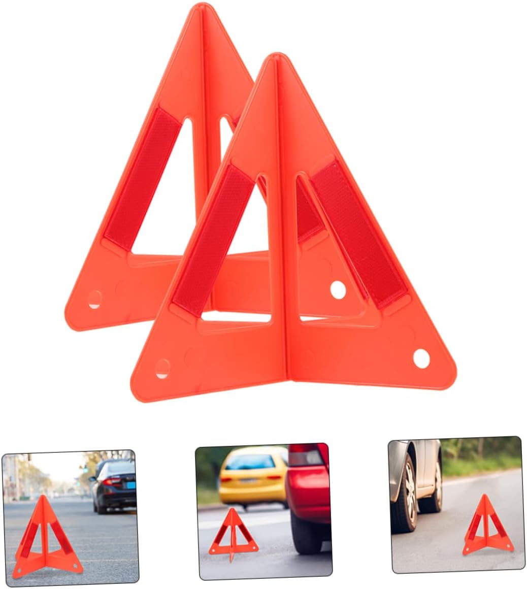 Gatuida 3pcs Reflective Warning Triangles for Vehicles Emergency Roadside Safety Signs Foldable Stable Design for Breakdown Alerts Multi-purpose Use Easy to Store