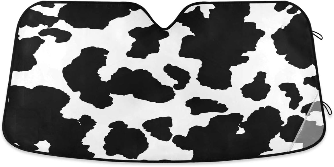 Qilmy Foldable Car Windshield Sun Shade,Funny Cow Visor Protector for Blocks UV Rays and Keep Vehicle Cool -Vehicle Cooler-SUV Truck