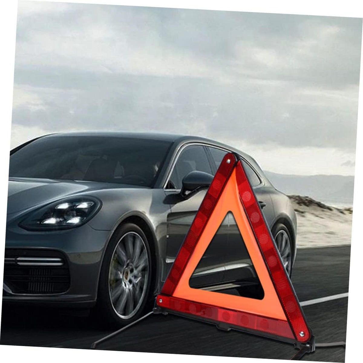 2Pcs Road Safety Warning Triangle Sign Foldable Plastic Red