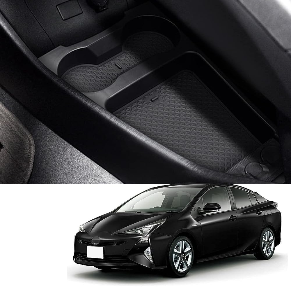 LUWU Prius XW30 Low Center Console Organizer for 2010 2011 2012 2013 2014 2015 Prius Accessories Armrest Console Storage Box Glove Organizer Tray ABS Material (Black)