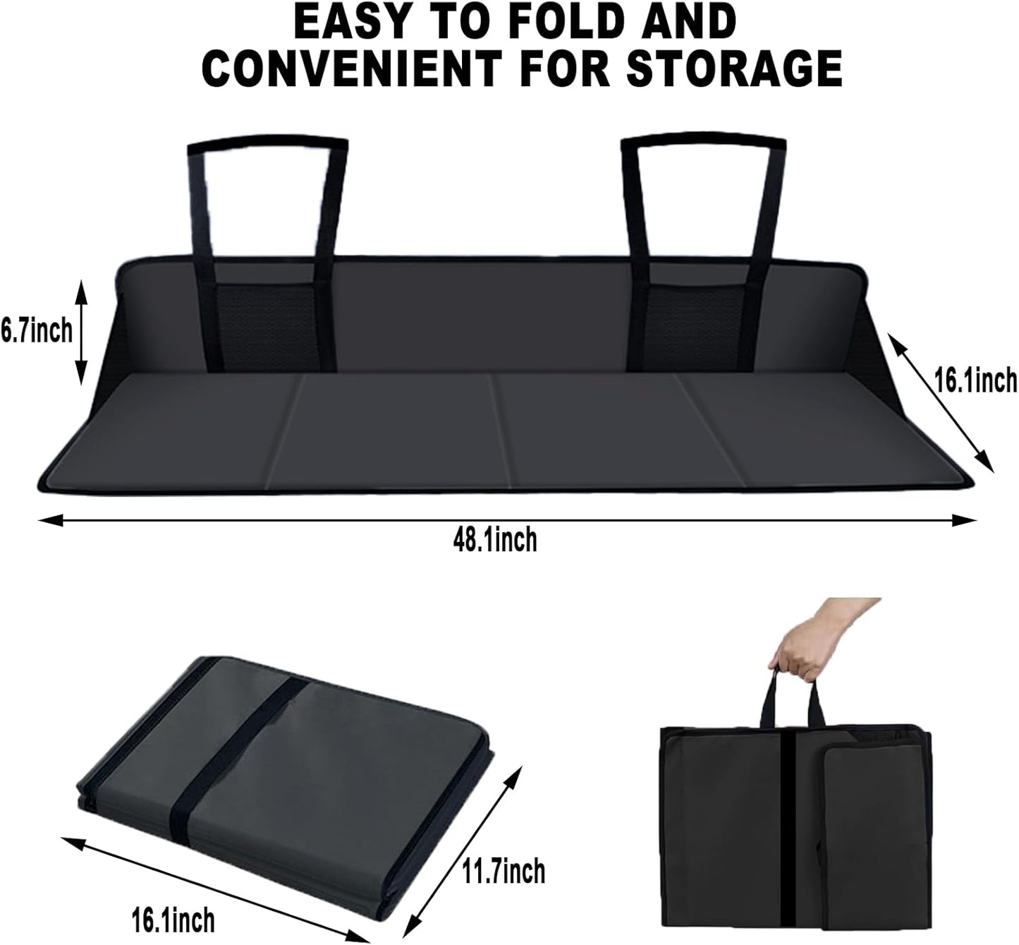 Car Rear Seat Mattress Extension Plate, Portable Mattress for Sleeping, Foldable Back Seat Extender, Increase Travel Trunk Space and Car Bed Camping Space for Car, SUV, Model Y/3 (Black)