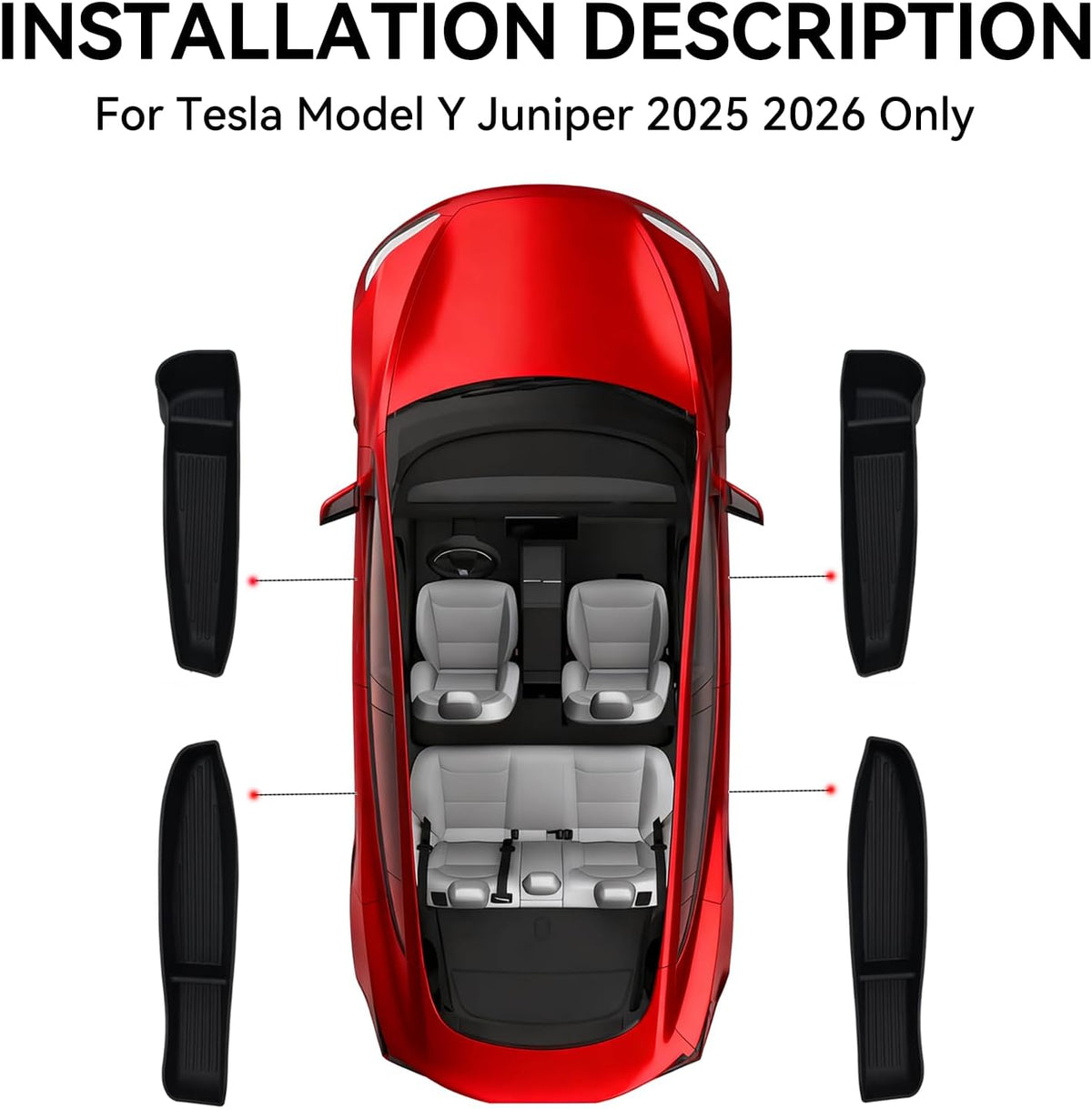 Door Side Storage Box for Tesla Model Y Juniper Accessories 2026 2025, Front& Rear Door Pocket Inner Organizer Trays TPE Protector Liner for Model Y Juniper-Set of 4