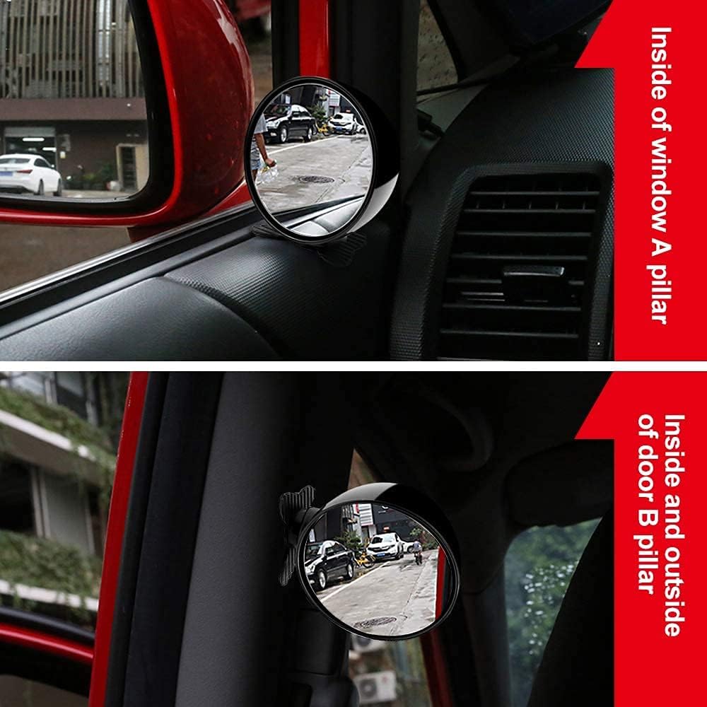 Biqing Blind Spot Mirrors, Universal Car Accessories, 360 Adjustable, Convex, Black, 2.75 Inch, Rear View Mirror, Auto Auxiliary Mirror, 1PC