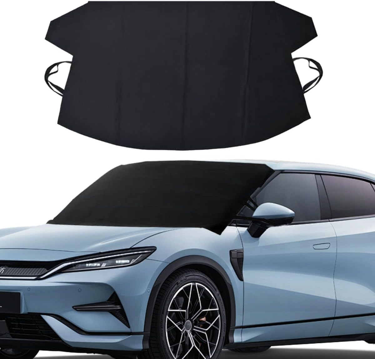 BDZMC Car Windshield Snow Cover, 69" x 42" Waterproof Scratch-Proof Frost Cover, 600D Oxford Windshield Protector with Double Straps, Side Mirror Covers, Winter Car Accessories for Most Cars