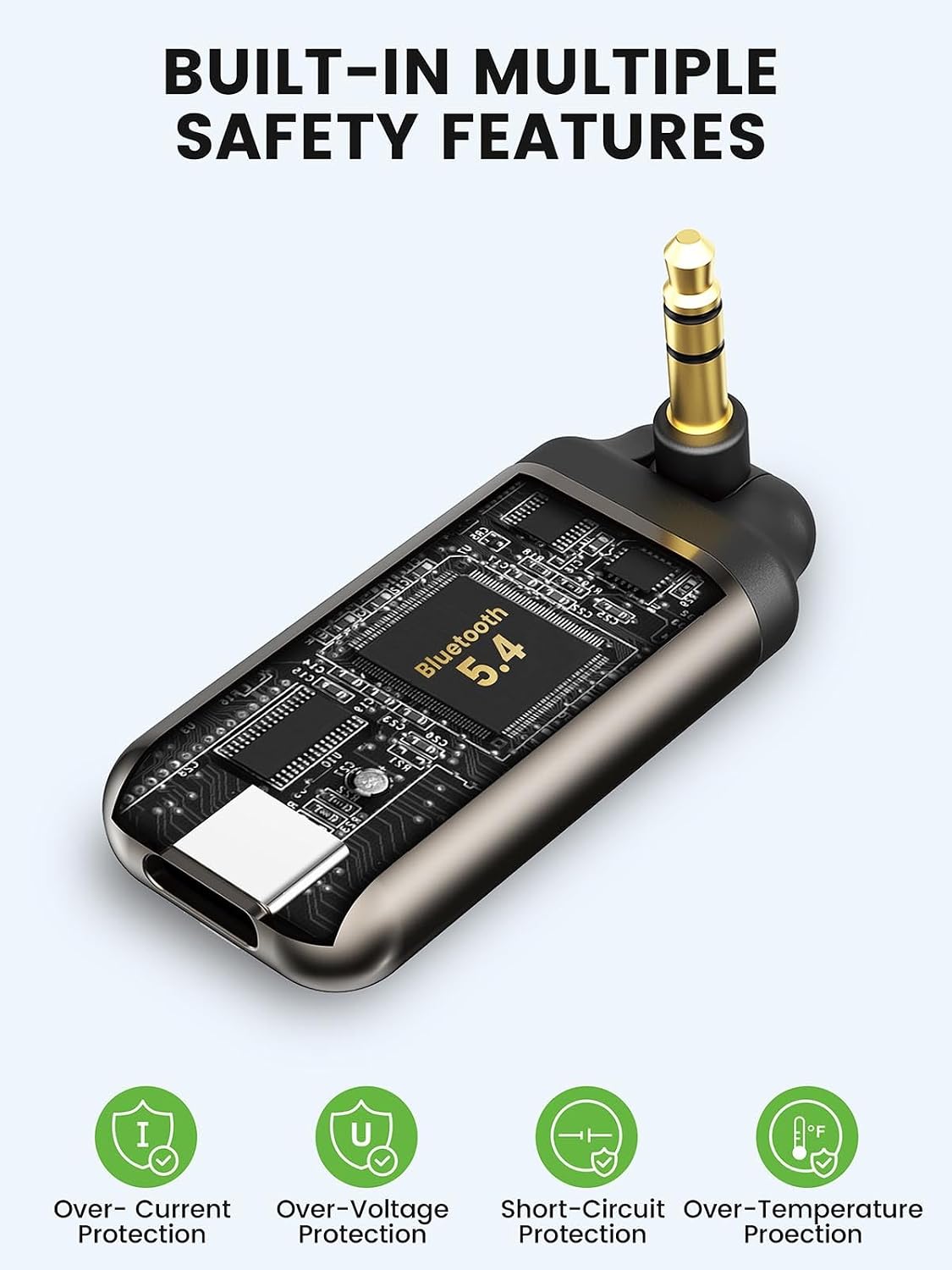 HVMLAK Air88 Bluetooth 5.4 Aux Adapter, 180° Swivel 3.5mm Jack Receiver for Car Home Stereo, Handsfree Calls, 12 Hours Battery, HiFi Sound, Solid Metal Case