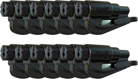 resqme The Original Emergency Keychain Car Escape Tool, 2-in-1 Seatbelt Cutter and Window Breaker, Made in USA, Pack of 12, Black - Compact Emergency Hammer
