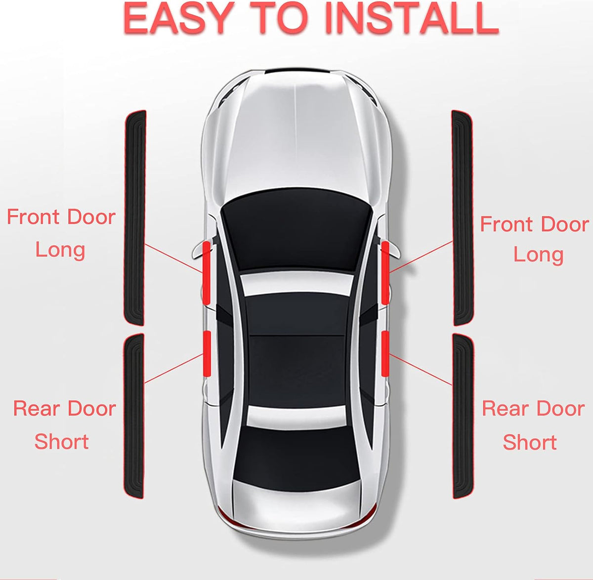 Door Sill Plate Protectors for Car - Universal Door Entry Guards Sill Scuff Cover Panel Step Protector, Welcome Pedal Protector Cover, No Pattern, Full Black Base, 4pcs/Set