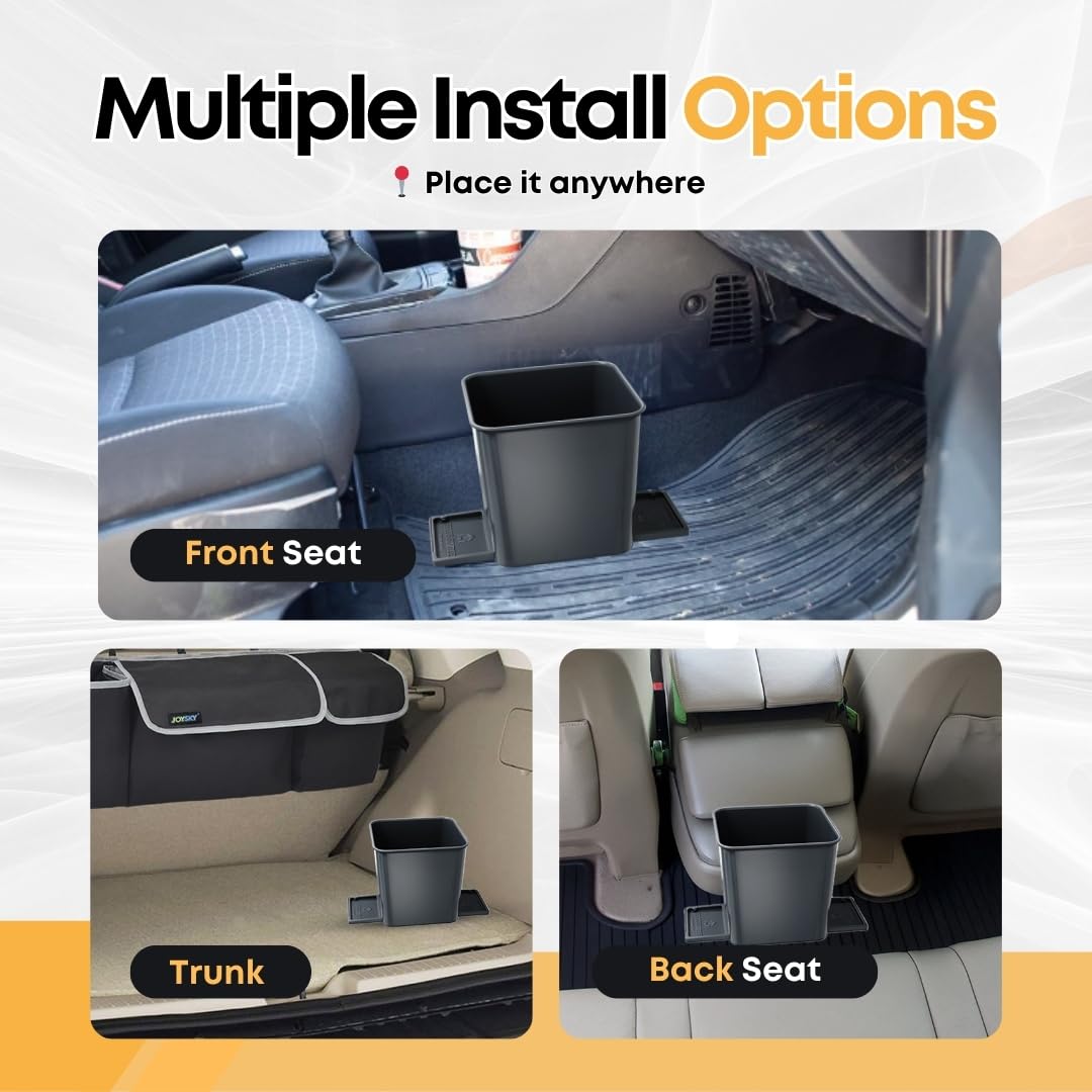 Car Trash Can for Vehicles Leakproof Compact Garbage Bin w/Stability Flap, Anti-Slip Base, Portable Trash Holder for Cars, Trucks, SUVs, Minivans (Gray, Small)