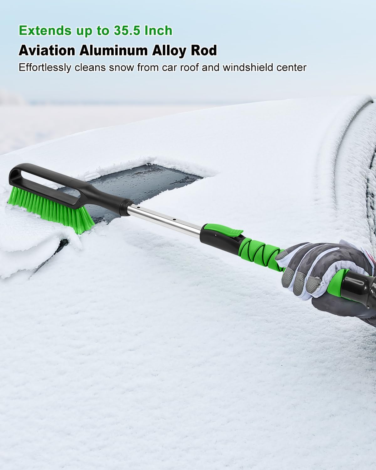 SEAAES 35.5 Inch Extendable Snow Brush, Windshield Snow Scraper for Car SUV