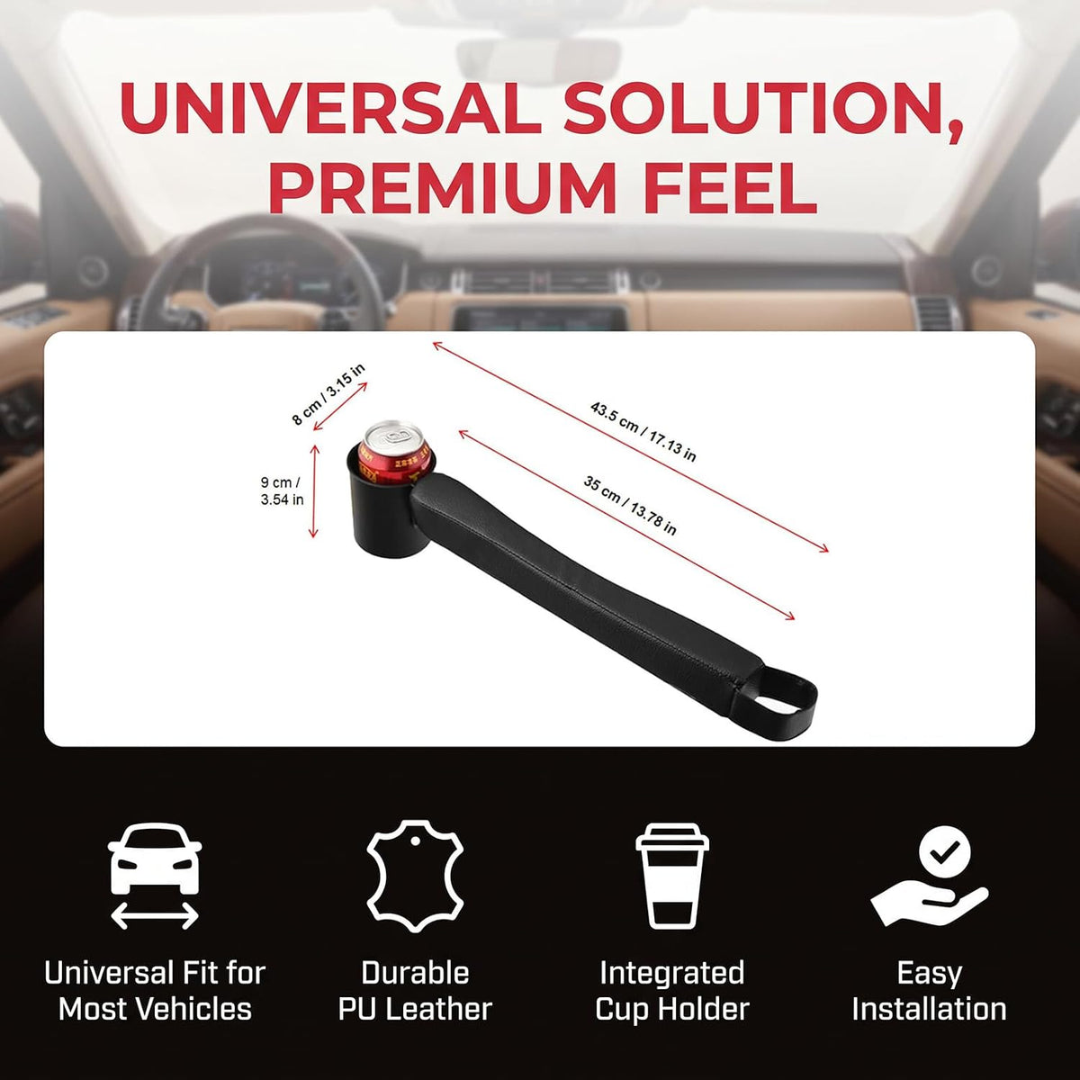 Tumecos Car Seat Gap Filler Pad PU Leather Console Side Pocket Organizer with One Cup Holder for Cellphone Wallet Coin Key 2 Pcs (Black+Red Surface)