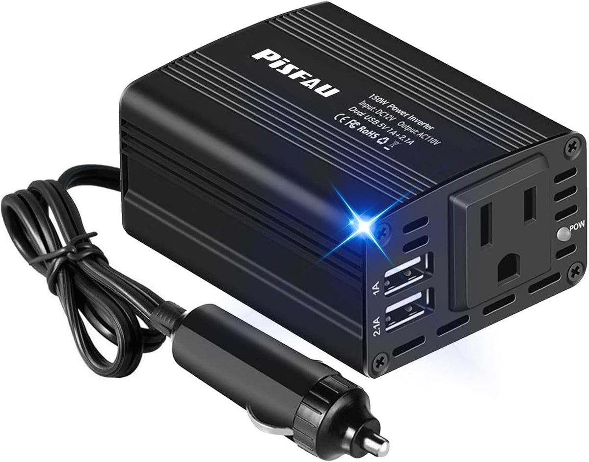 150W Power Inverters for Vehicles 12V DC to 110V AC Car Plug Adapter Outlet