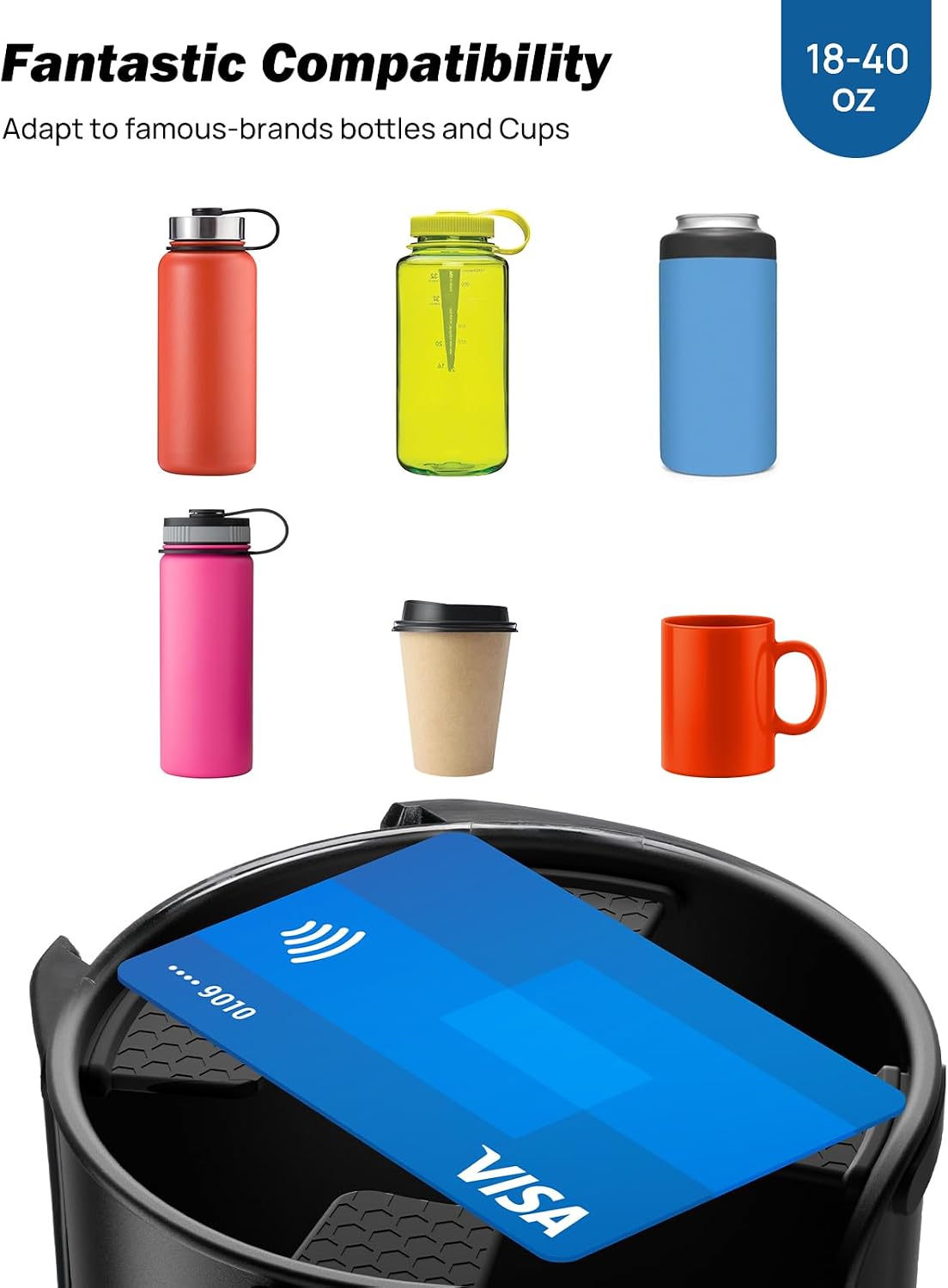 JoyTutus 2 Pack Cup Holder Tray for Car, Car Cup Holder Expander with 360°Rotation Tray, Large Cup Drink Holder Compatible with Yeti/Hydro Flask, Detachable Food Tray Table, Road Trip Essentials