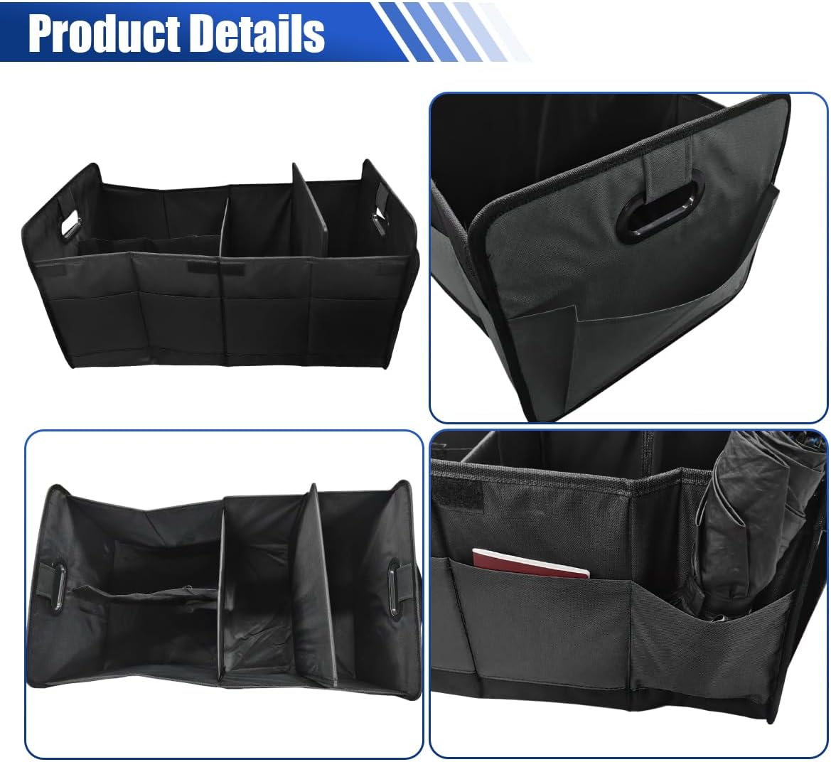 Car Trunk Organizer, 65L Collapsible Auto Storage Box (Black)