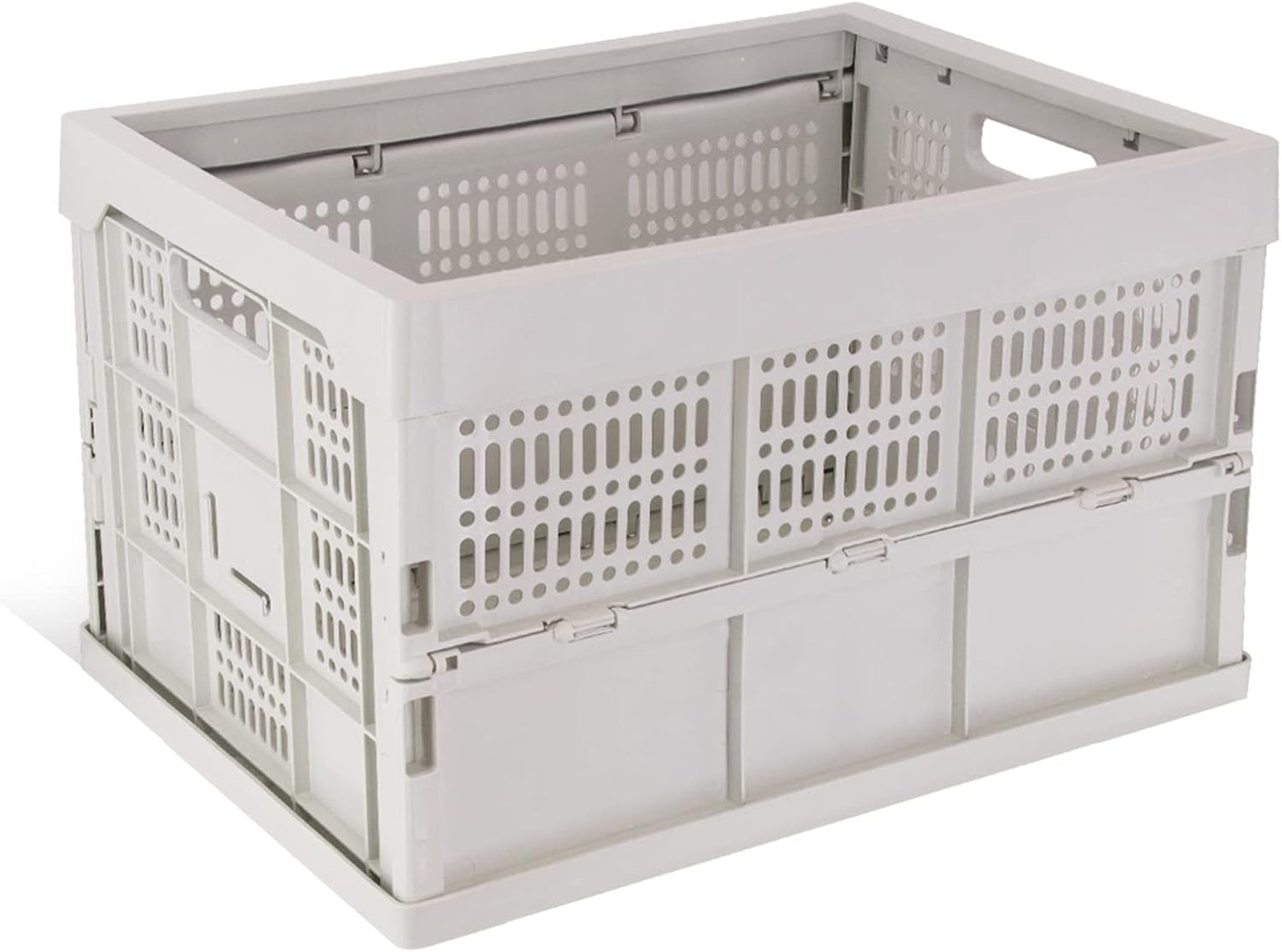 52L Collapsible Heavy Duty Storage Bin/Container, Stackable Folding Plastic Bin, Grated Wall, Utility (1, Square, 52, Liters)