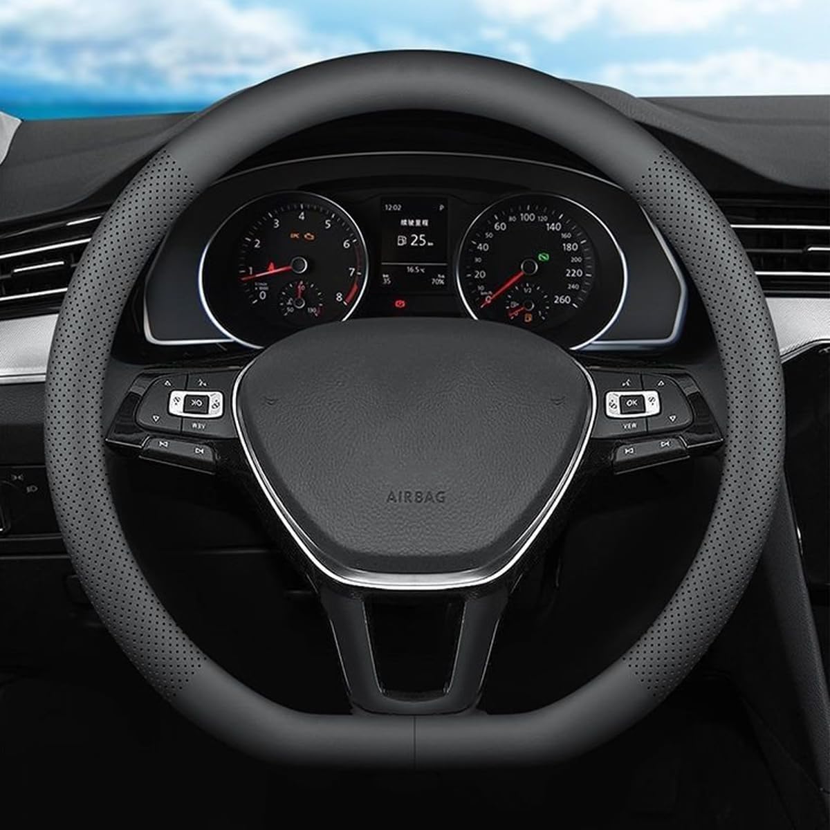 D-Shaped Car Steering Wheel Cover for Volkswagen VW Atlas Tiguan ID.4 Jetta