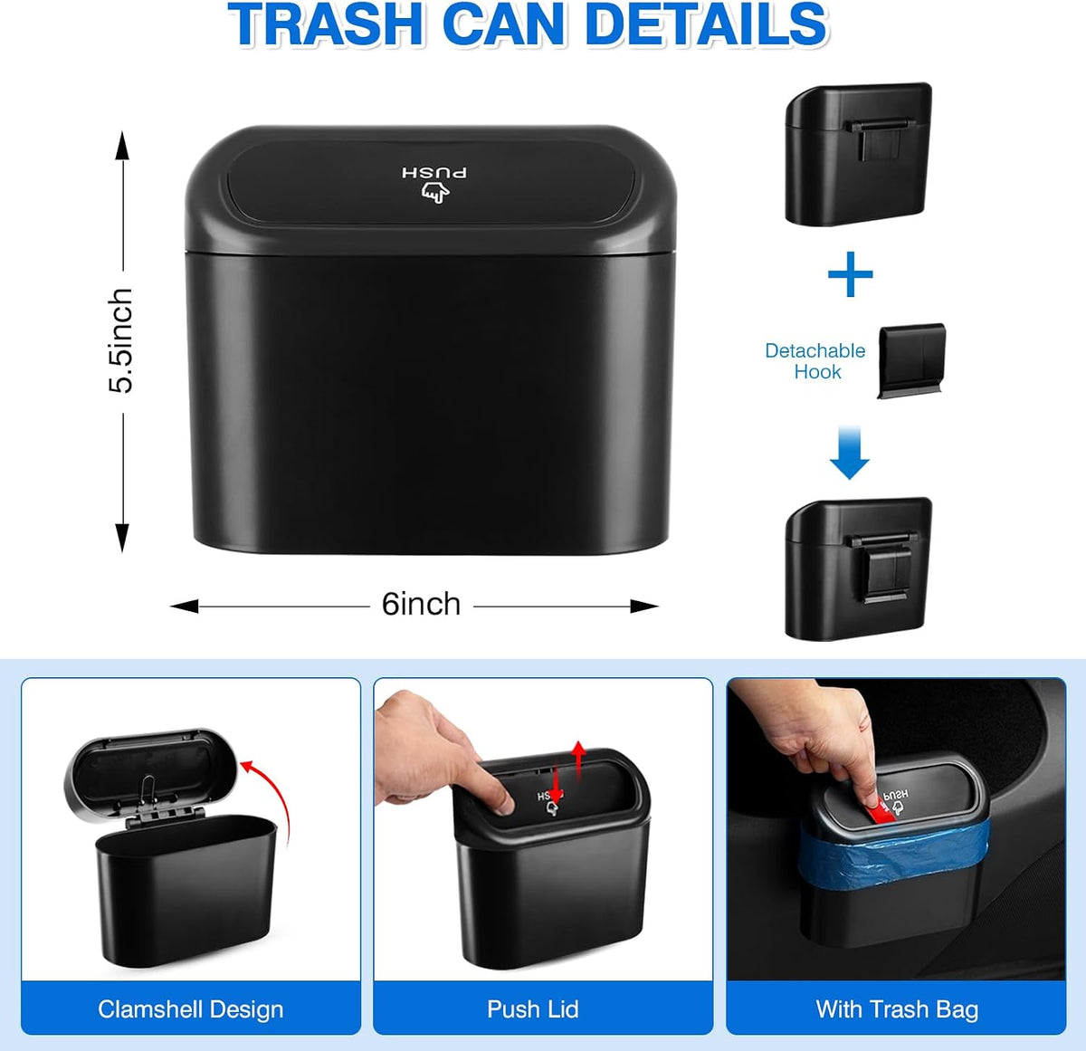 Canvcle Car Door Side Storage Box and Trash Can for 2021-2025 2026 Nissan Rogue Accessories Front Door Insert Tray Organizer Door Slot Storage Protector Garbage Bin with Trash Bags 4PCS