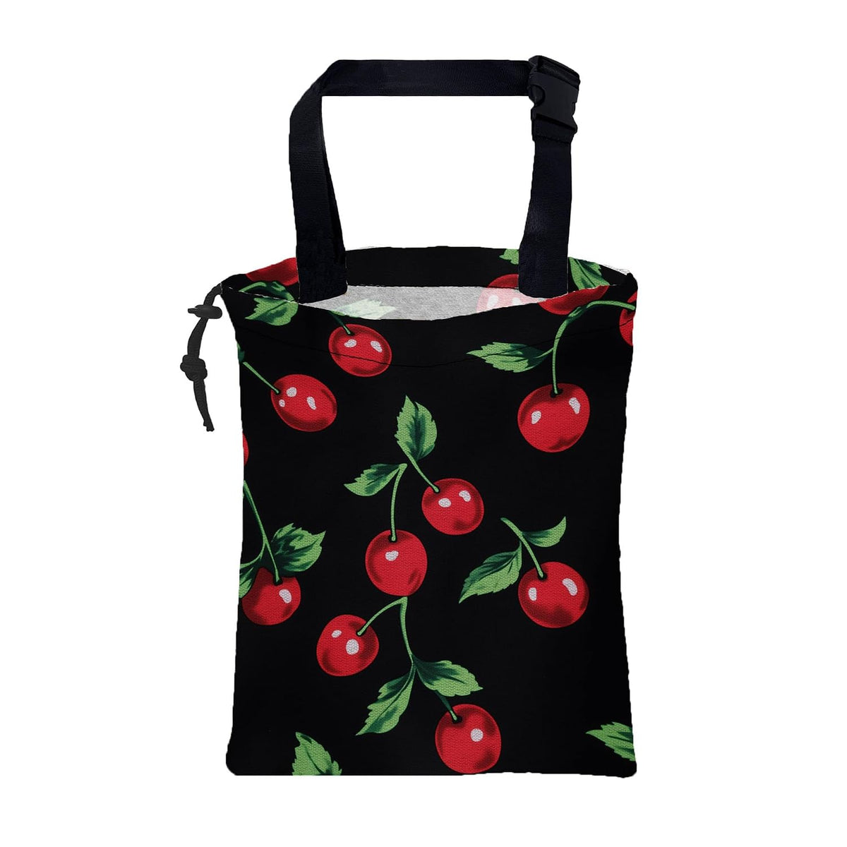 Car Garbage Bag Bright Red Cherries Hanging Canvas Car Trash Bag Drawstring Car Back Seat Organizer for Car Back Front Seat Console with Adjustable Buckle