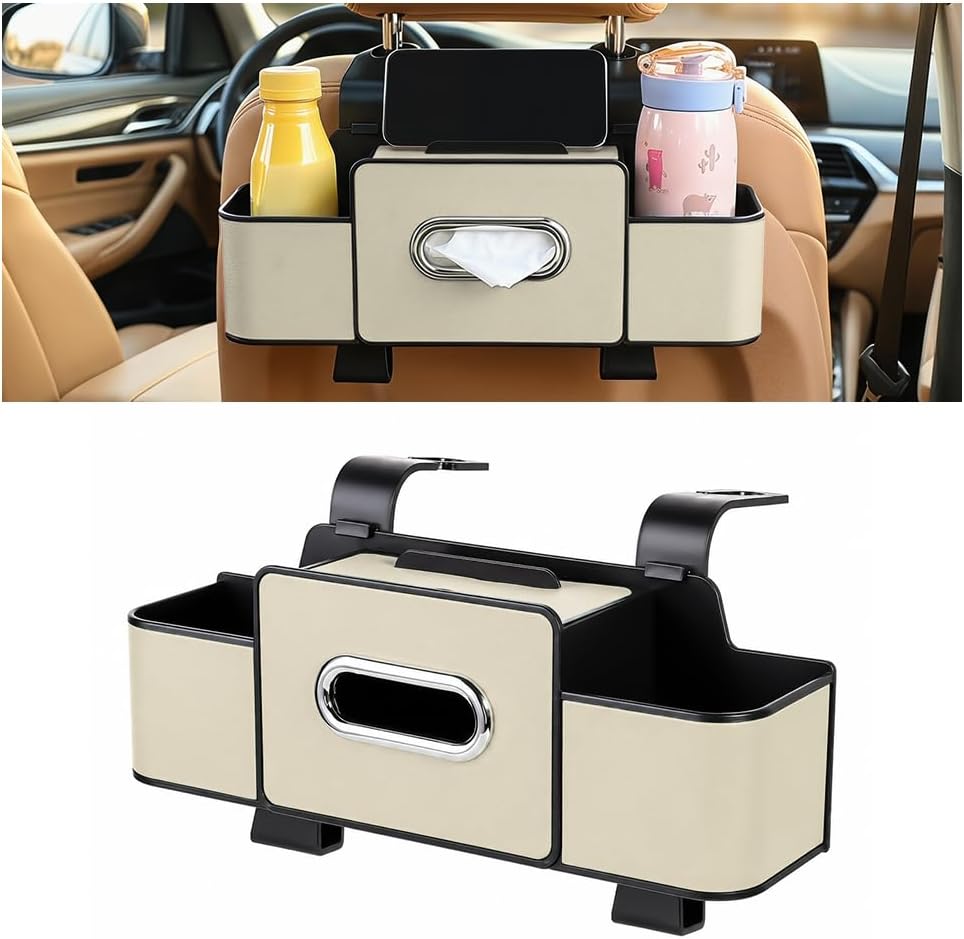 4-in-1 Car Backseat Organizer, Beige