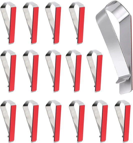 16Pcs Stainless Steel Visor Clips for Cars with Adhesive, DIY Sun Visor Clips Garage Door Remote Visor Clip Strong Hold Accessory for Car, Home & Office