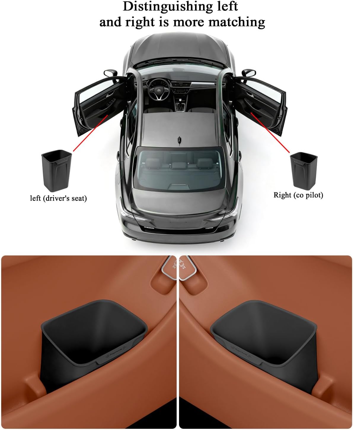XmuxHai Car Interior Storage Box, Black Silicone Door Side Organizer with Umbrella Holder and Trash Can, Vehicle Accessory (Black)