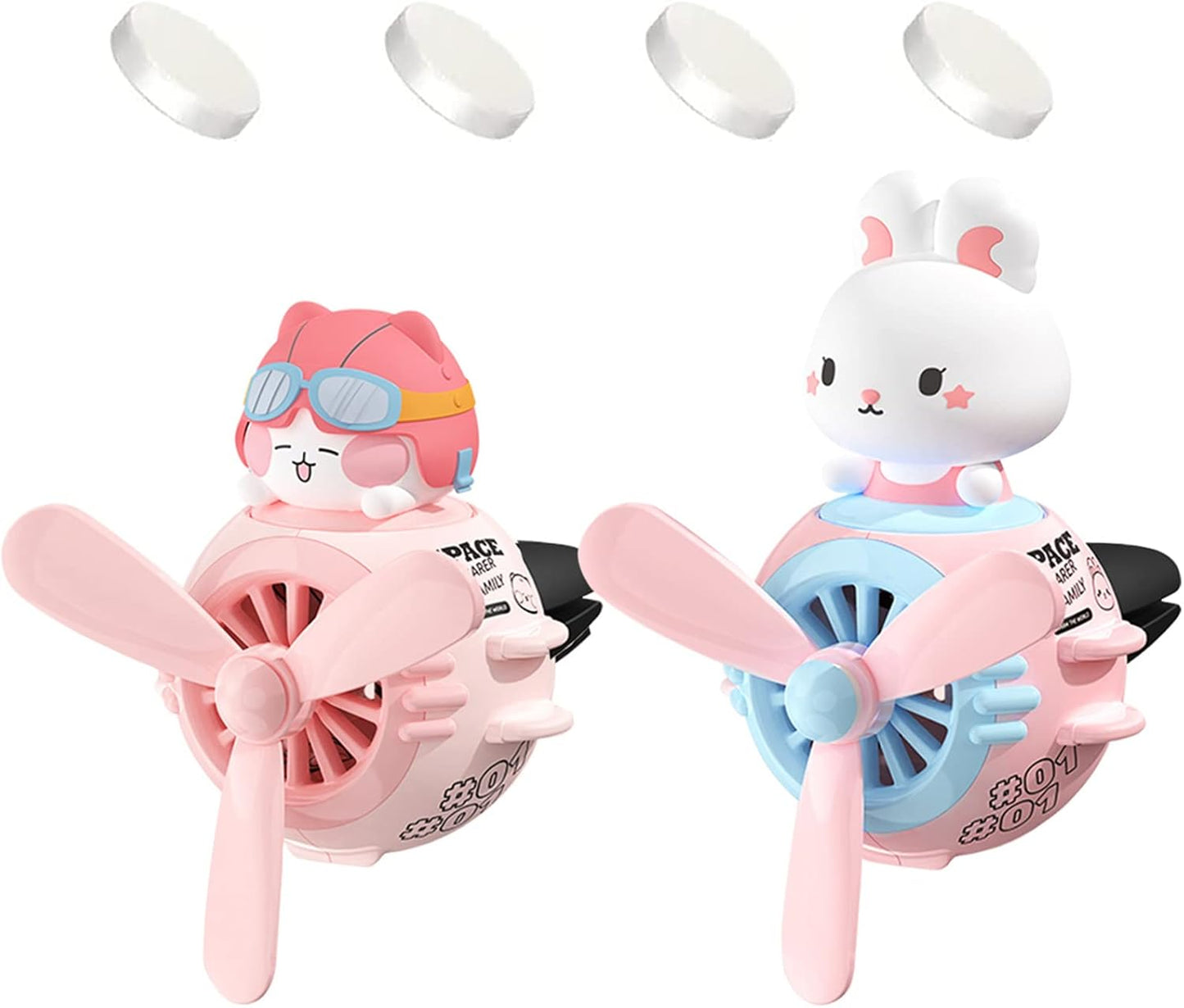 2 Pieces Car Air Fresheners, Cute Bear Pilot Car Diffuser, Propeller Air Outlet Vent Fresheners, Suitable for Automotive Interior Decoration (Bear+Duck)