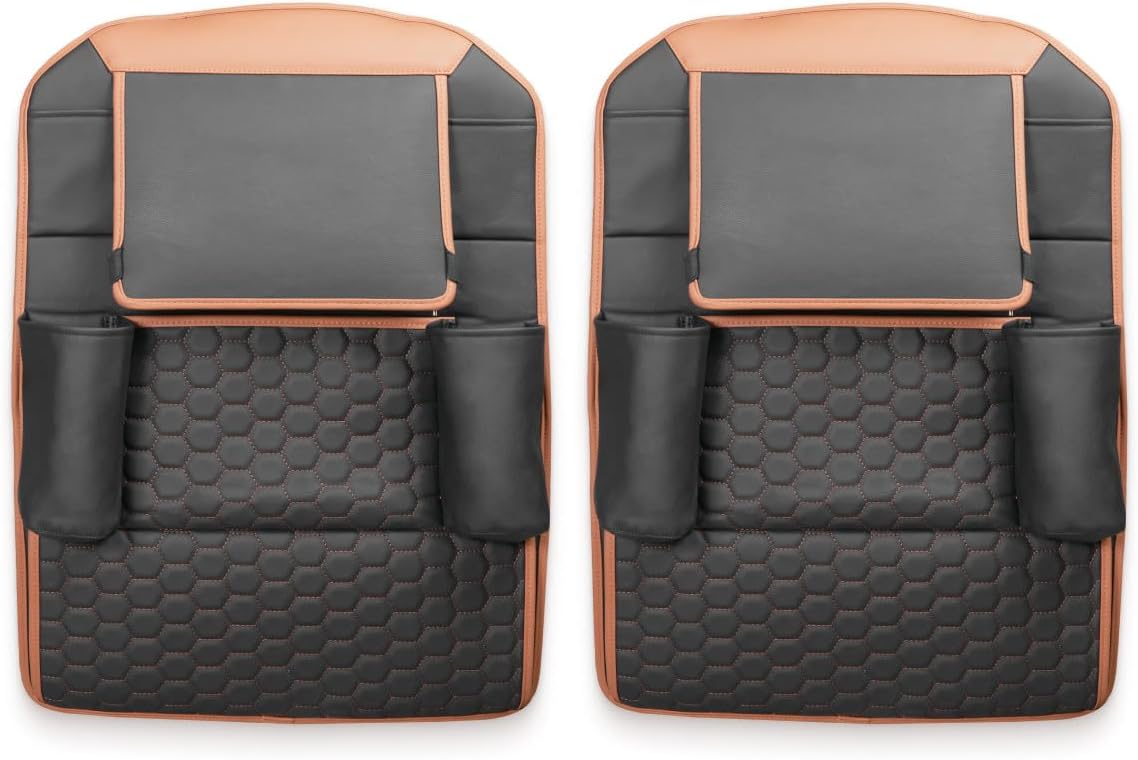 Owleys Car Backseat Organizers for Kids, 2 Pack, Tablet Holder, Tan