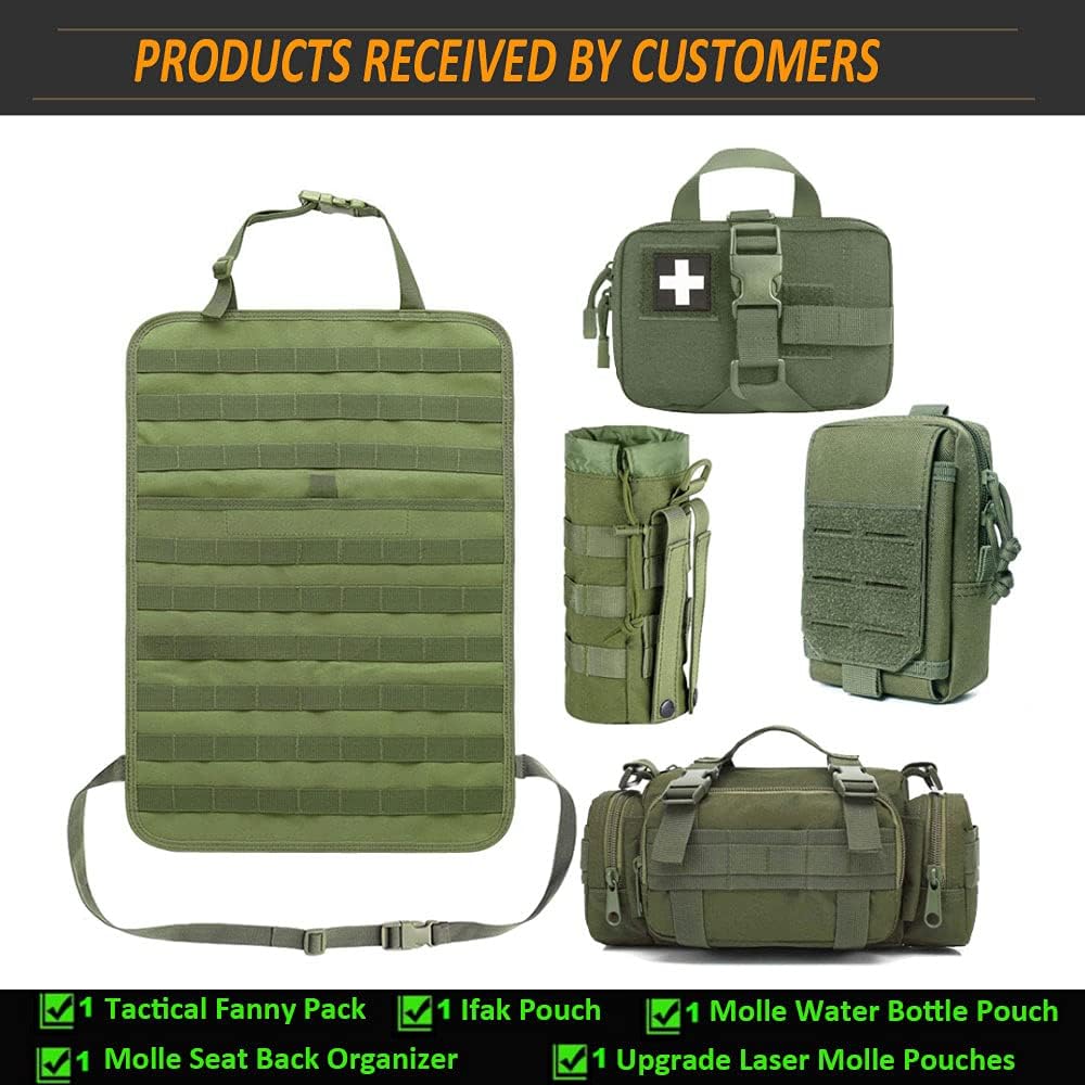 Tactical Seat Back Organizer, Od Green Molle Seat Covers, Tactical Car Vehicle Panel with Pouches for Truck Seat Back Organizers