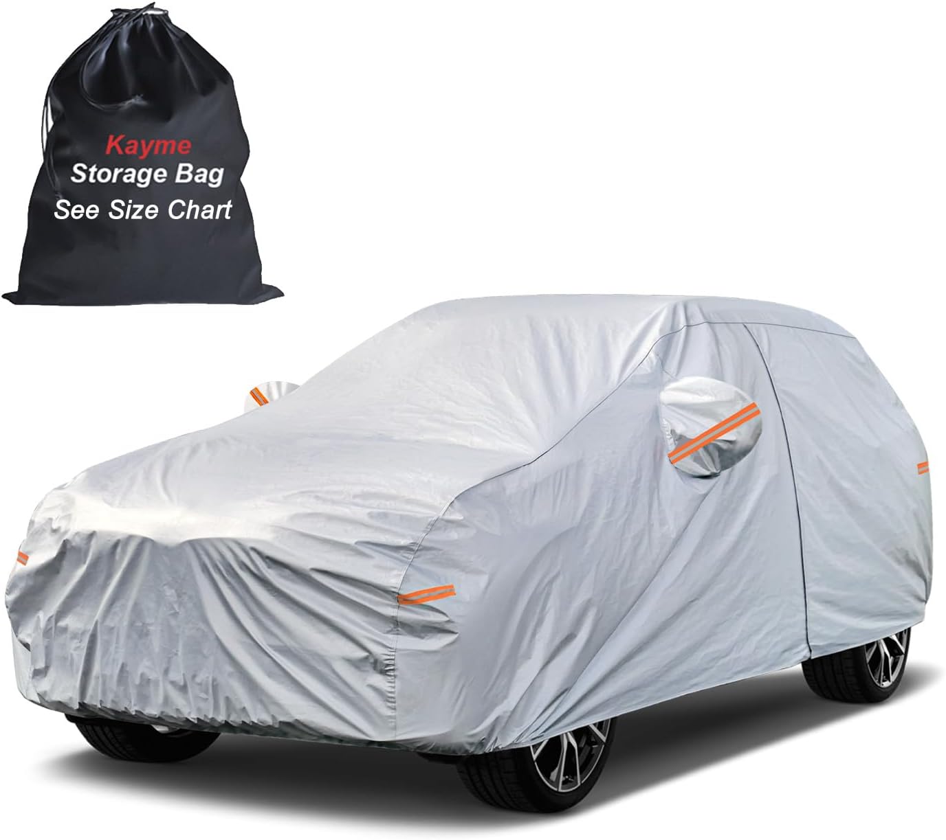 Kayme Sedan Car Cover Waterproof All Weather for Automobiles - See Vehicle Size Chart for Accurate Fit - Outdoor Full Exterior Cover Sun Rain Snow UV Protection with Zipper. Size A4 (See Size Chart)