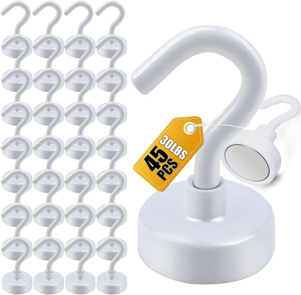 DIYMAG Magnetic Hooks 45pcs 30lbs Cruise Essentials 2026 Magnet Hook White