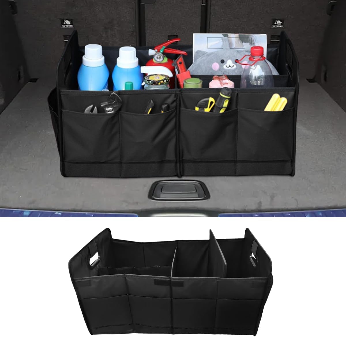 Car Trunk Organizer, 65L Collapsible Auto Storage Box (Black)