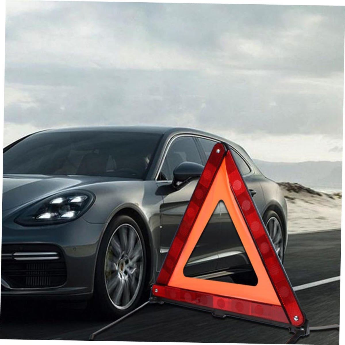 Zerodeko 1pc Warning Triangle Kit Reflective Roadside Warning Sign for Car Safety Portable and Easy Setup for Roadside Emergencies Red