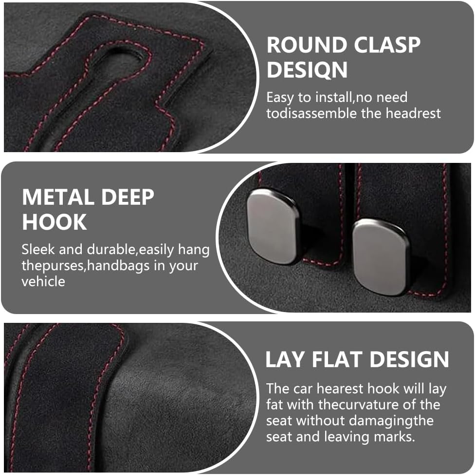 Headrest Hooks for Car, Twinhook Car Seat Hooks for Headrest (Grey 4Pcs)