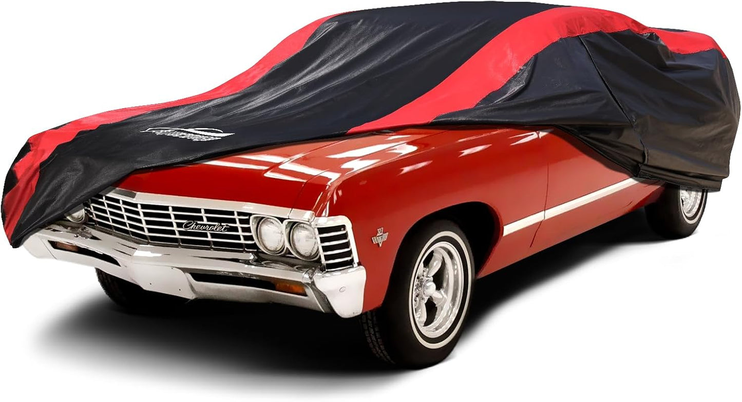Car Cover Custom Fit for Chevy Impala/Biscayne 2-Door/4Door 1958-1970, Classic Car Cover Waterproof All Weather with Cotton Liner for Rain Snow Protection