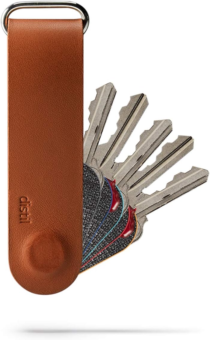Distil Union Ferris KeyLoop Key Organizer | Includes Leather Cover, 5 KeyMods, & FobRing | Holds up to 6 Keys + Car Key