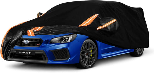 8-Layer All Weather Waterproof Car Cover Custom Fit for Subaru WRX Impreza STI 2007-2025, Lab-Verified Snow/Rain/UV Protection - Zipper Door & Storage Bag