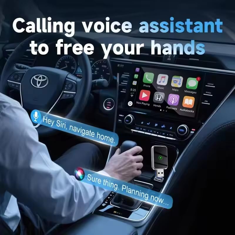 Wireless CarPlay Adapter for Apple iPhone, Plug & Play USB-A/Type-C Port