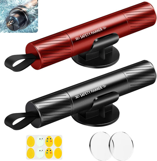 smosun Safehammer - 2026 Upgraded Safe Hammer Glass Breaker Under Water, Car Hammer Seatbelt Cutter Window Breaker Emergency Escape Tool,Free Antiskid, Safehammer Glass Breaker for New Cars (2PCS)