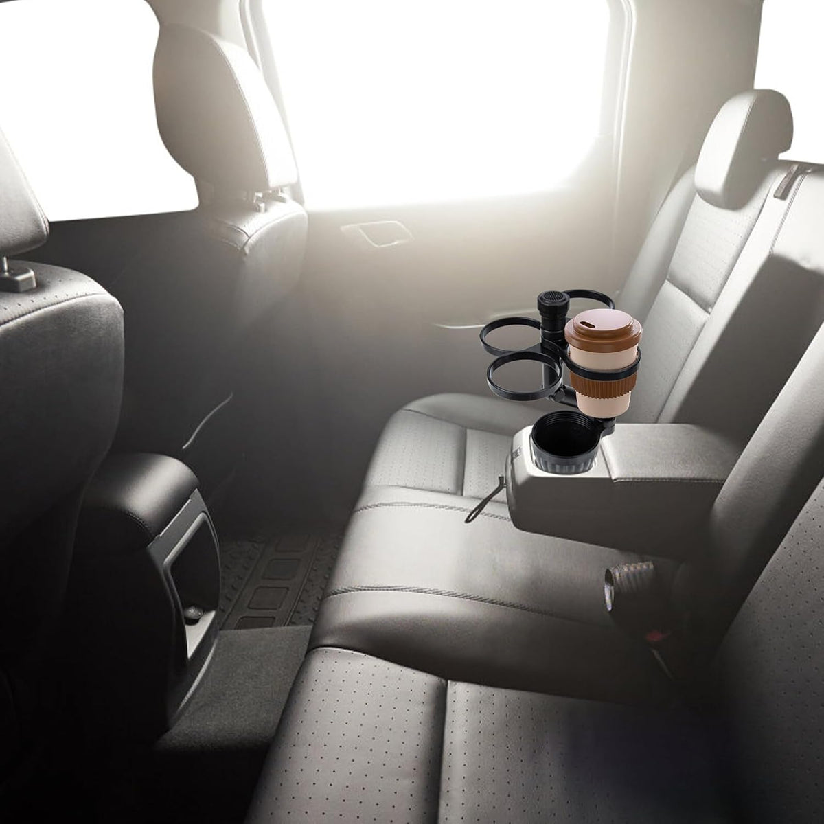 Car Cup Holder Expander Black 360 Degree Rotating Adjustable