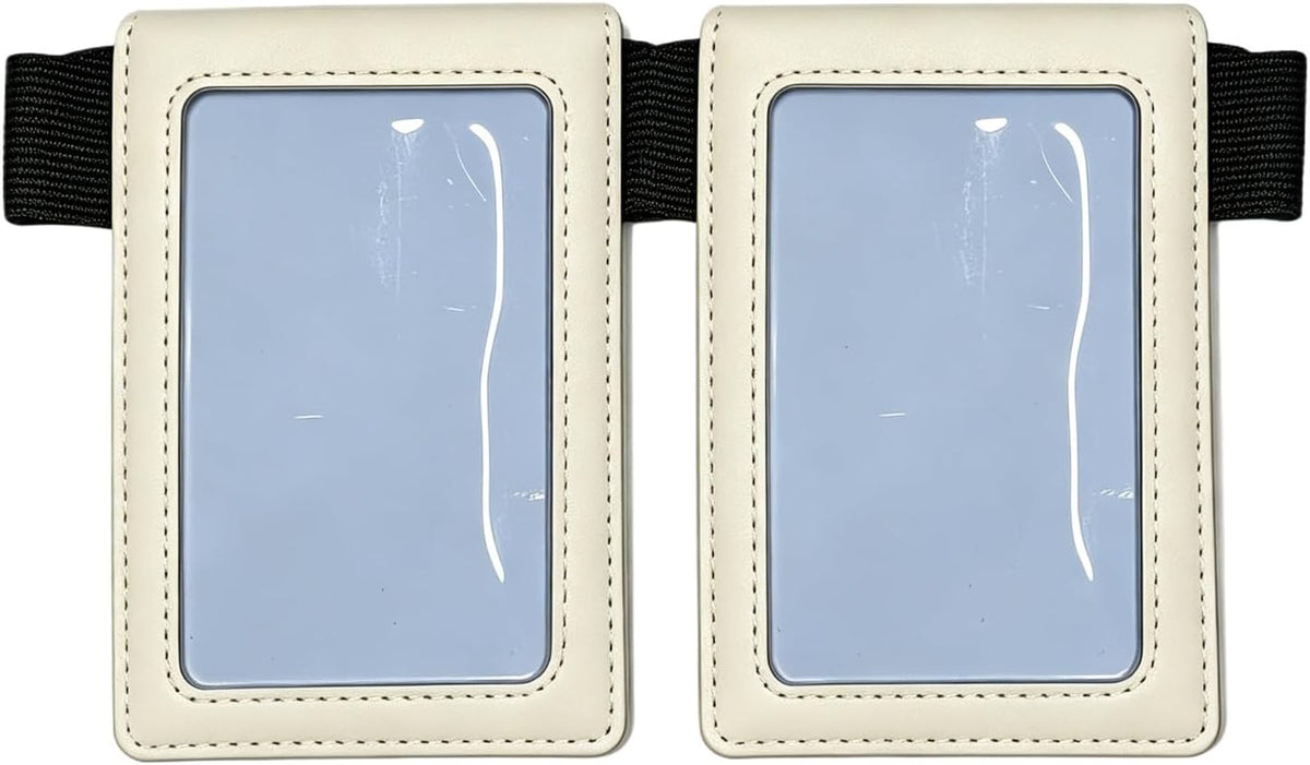 2 Pack Leather Car Picture Holder Photo Framed Elastic Car Visor Pen Holder Metal Visor Clip License Card Auto Trucks Van SUV Visor Organizer Accessories Gift (Picture and Pen Holder Beige)