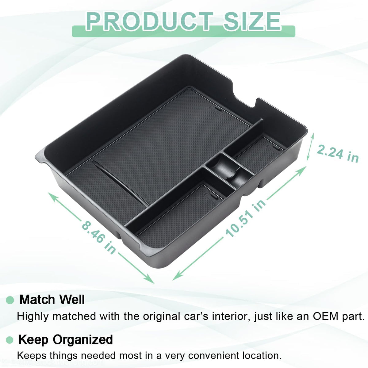 PIMCAR Center Console Organizer for 2023-2025 2026 Honda Pilot, 2024 2025 2026 Honda Passport/Ridgeline Upgrade Design Tray Accessories Interior Armrest Box Divider ABS Plastic Material-Black Trim