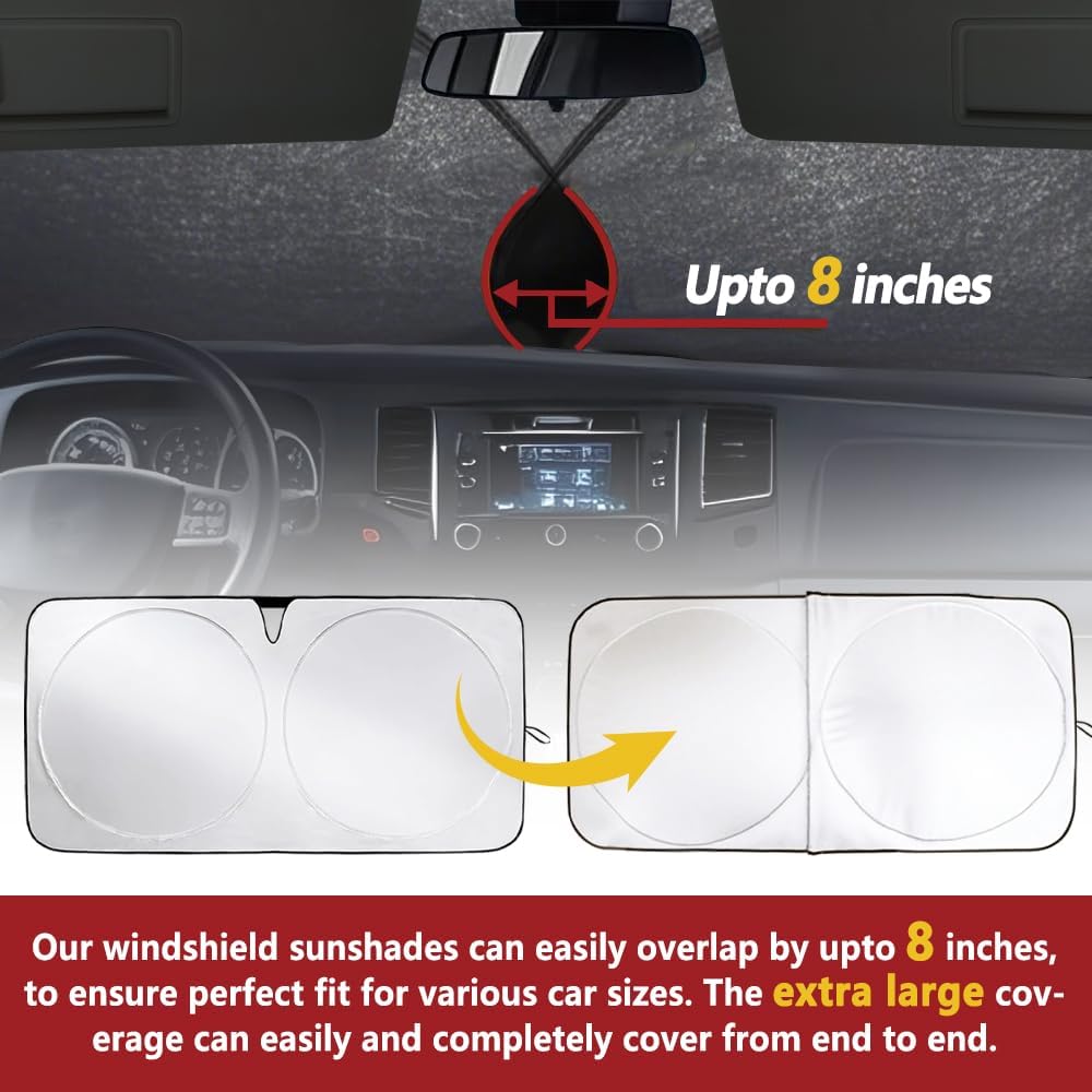 Class A RV Windshield Sunshade Cover, Reflective Window Film for Trailer Heat Blocker, RV Murts UV&Heat Front Truck Shade, Camper, Motorhome, Bus, XXXL-102 x 51 inches, Lightweight&Portable.