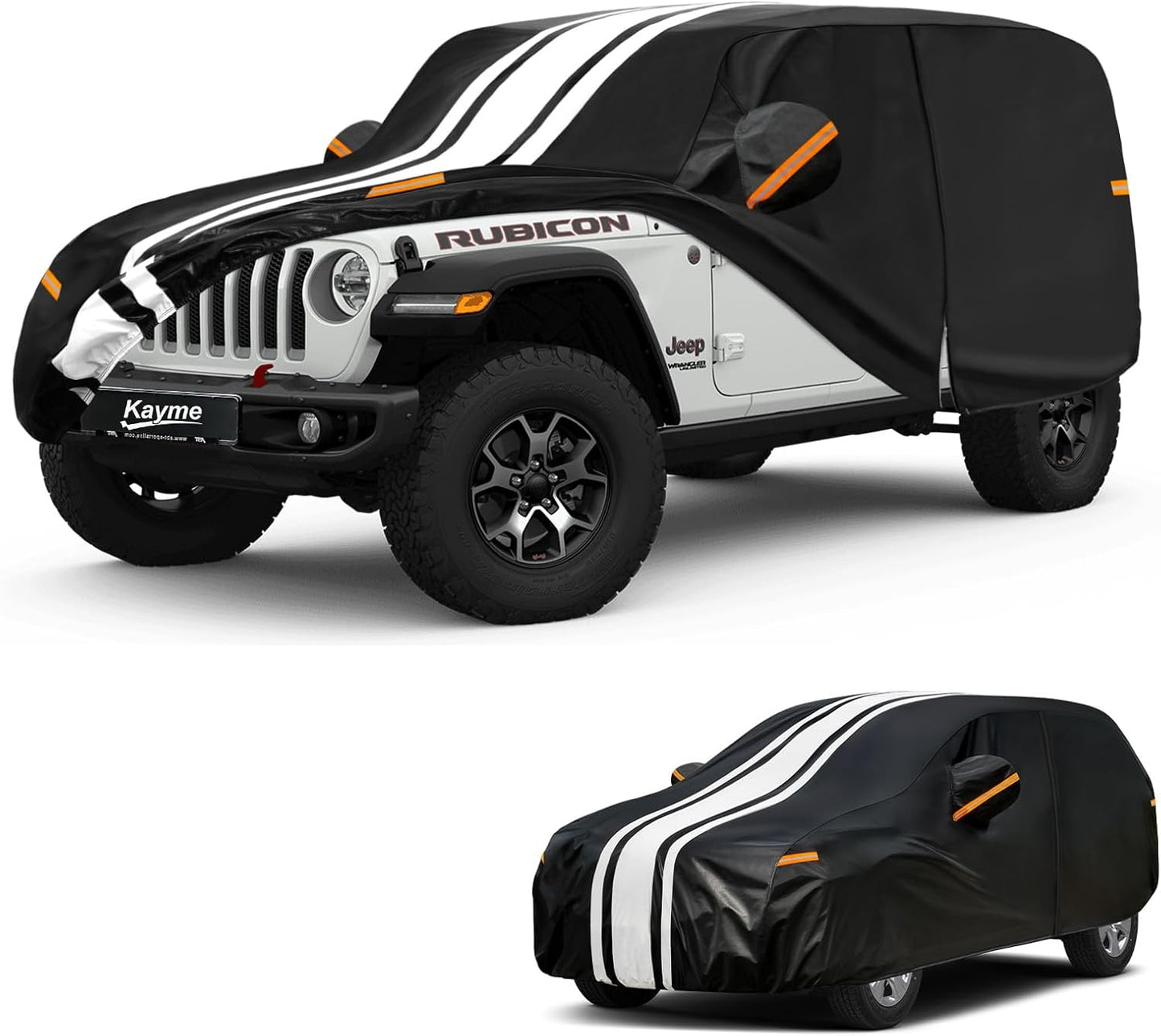 Kayme Jeep Wrangler Car Cover Waterproof All Weather, Custom Fit for Wrangler 4 Dr/Unlimited 4 Door JK JL (2006-2026), Gift with Tape/Towel, Outdoor Full Exterior Cover Rain Snow Sun UV Protection.