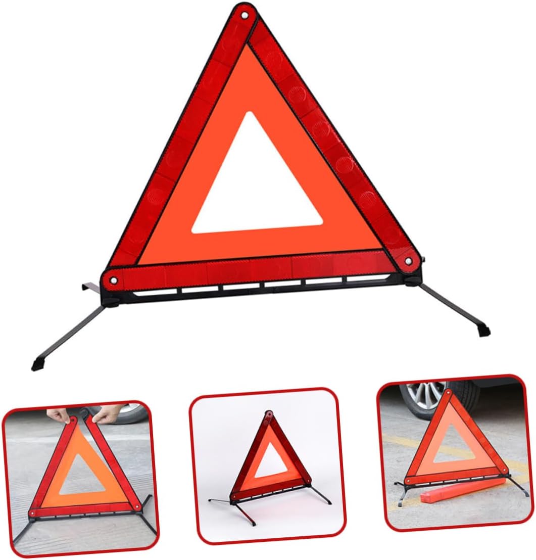 Homoyoyo Safety Warning Sign Foldable Emergency Triangle Reflector for Roadside Use Stable Design with Skid Base for Road Construction and Vehicle Maintenance