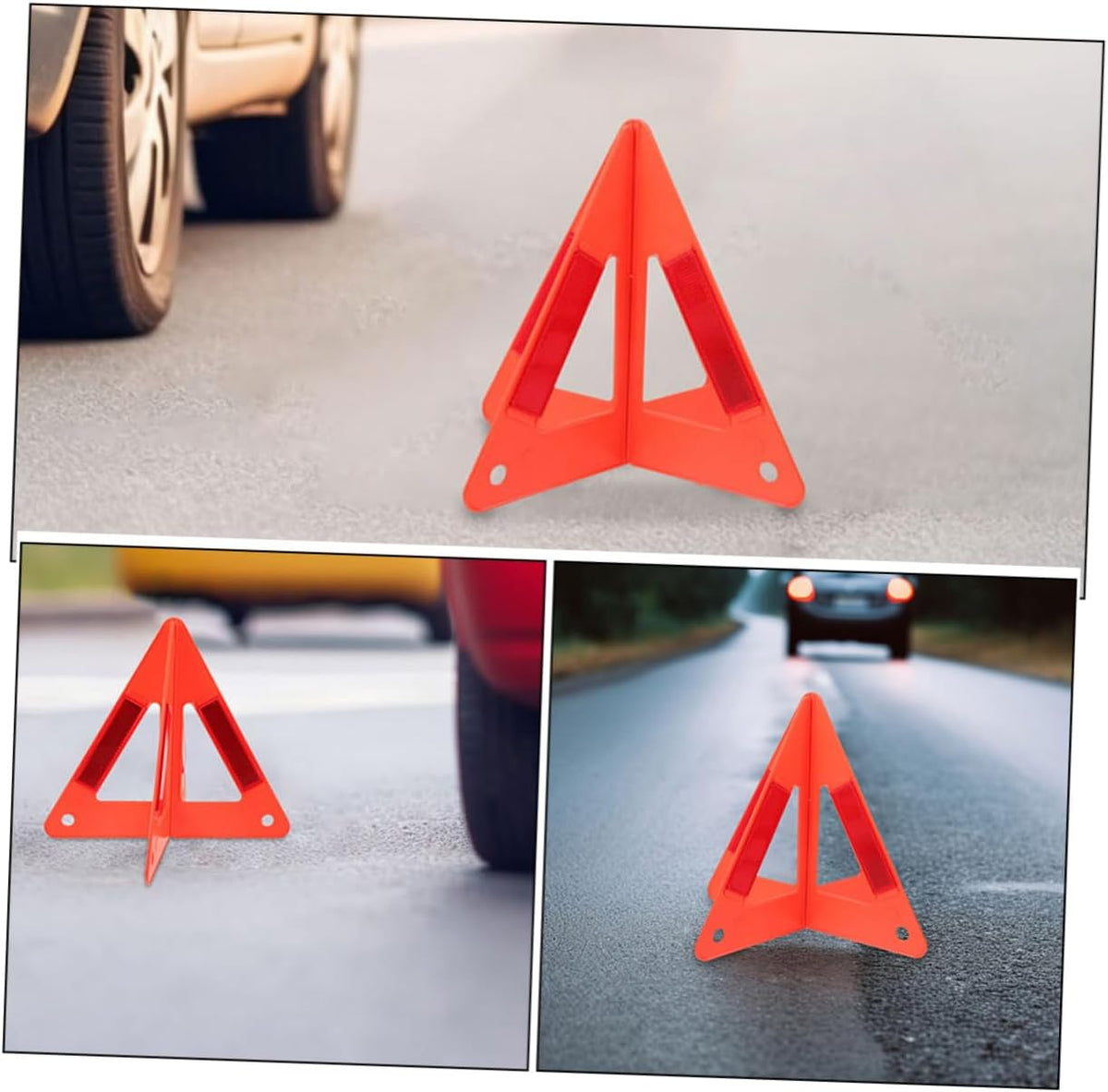 5pcs Red Plastic Warning Triangle Reflectors for Vehicle Roadside Alerts